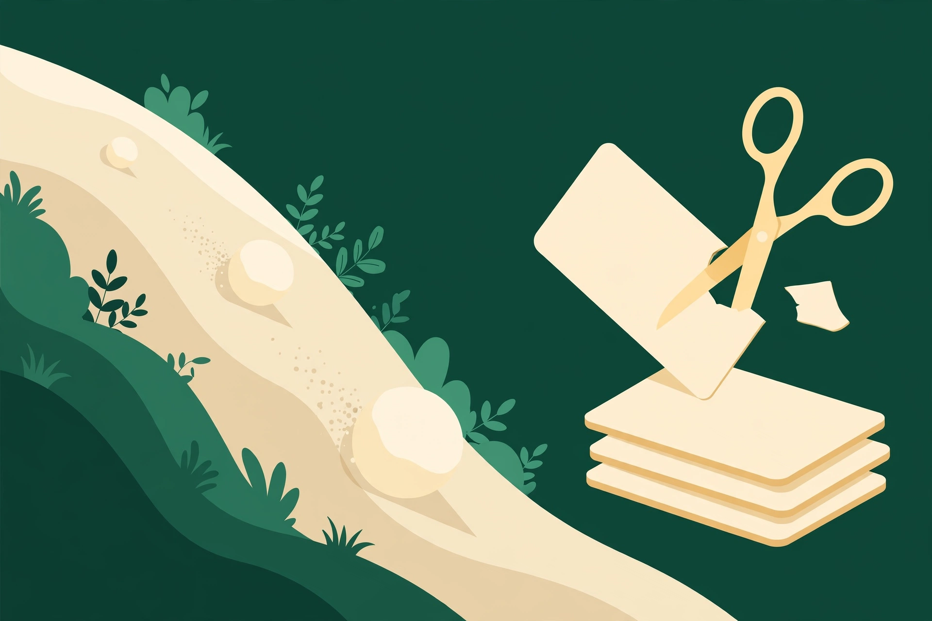 A snowball growing as it rolls downhill beside credit cards being cut up — how to pay off credit card debt with the avalanche or snowball method